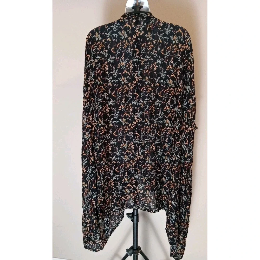Treasure Bond Women Oversize‎ black Kimono Multi Color Floral  Drape Shawl OS